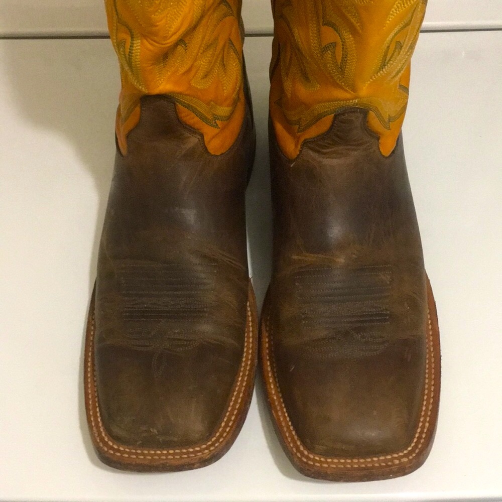 Justin Square Toe Boots EUC Cowboy Western - Picture 2 of 9